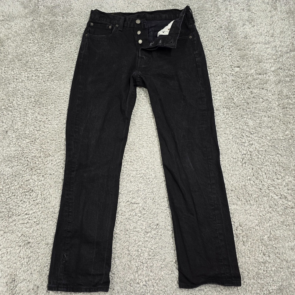 Levi's 501 Mens Black Button Fly Straight Leg Jeans Size 30x30‎ (fits 29x29)